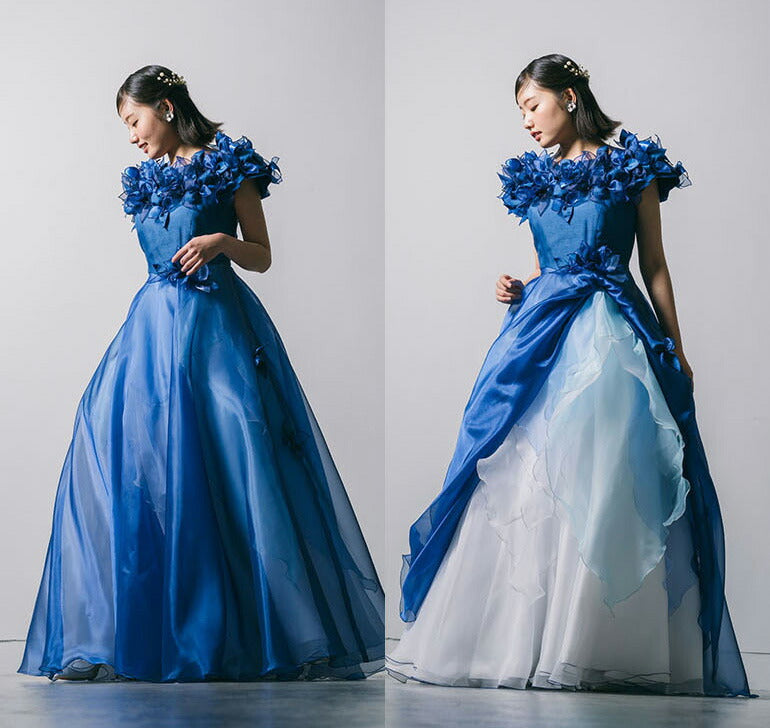 花グラデーション ロングドレス op3725
