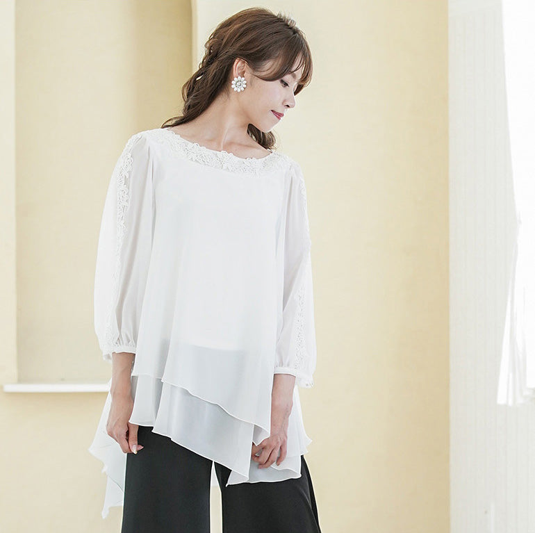 シフォンジョーゼット ロング アンシンメトリー ブラウス bl816