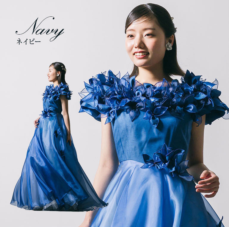 花グラデーション ロングドレス op3725