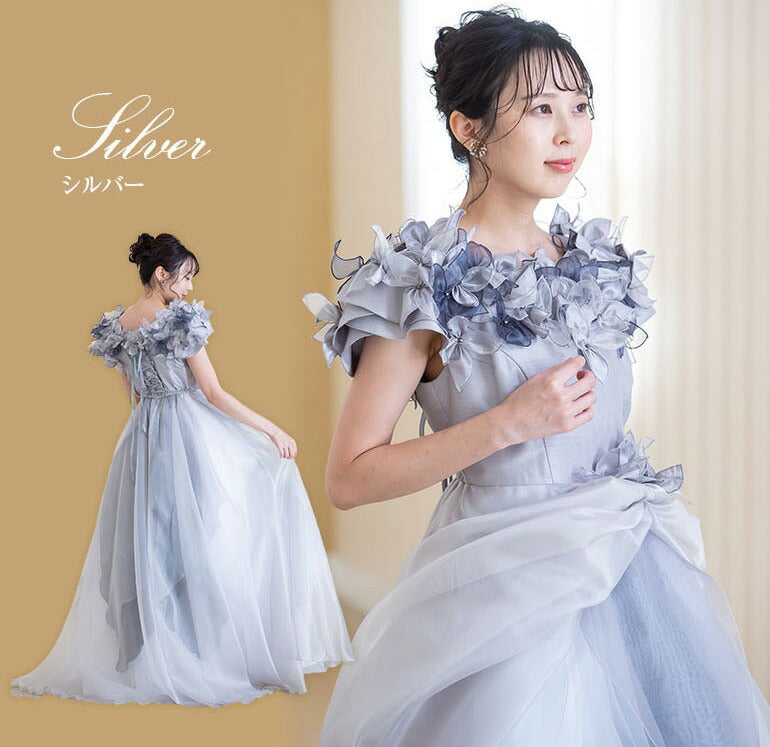 花グラデーション ロングドレス op3725