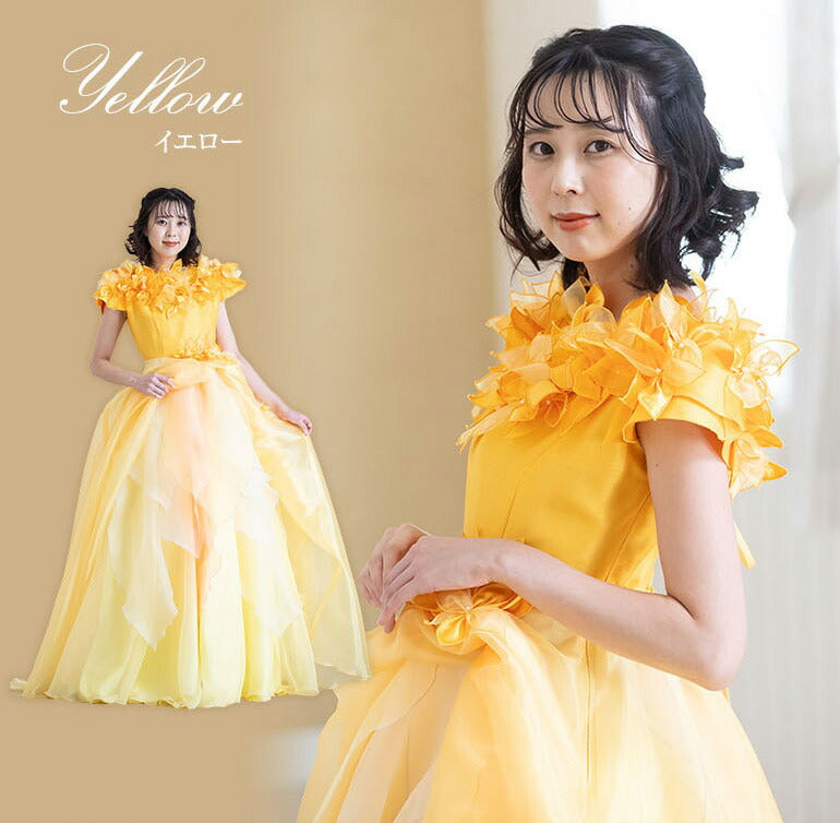 花グラデーション ロングドレス op3725