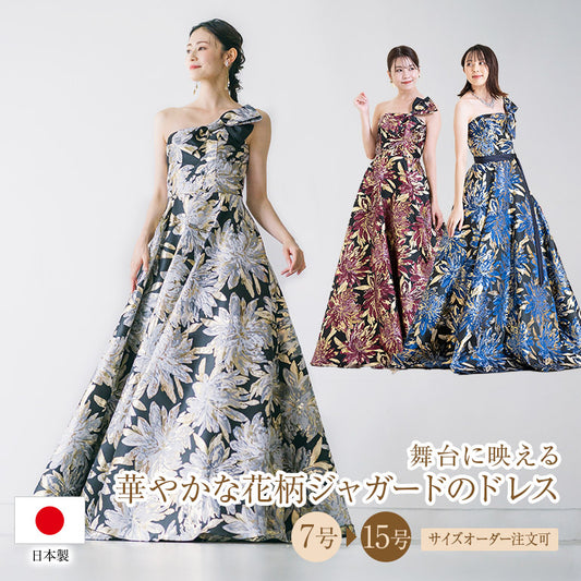 花柄ジャガード ロングドレス op3688